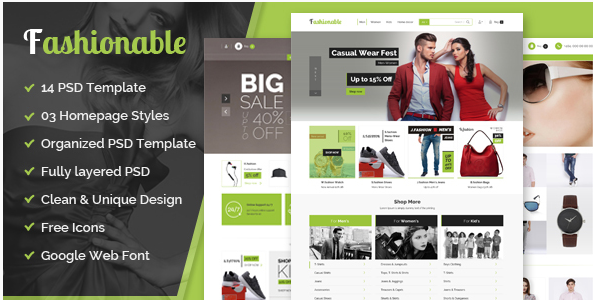 fashionable– eCommerce PSD Template