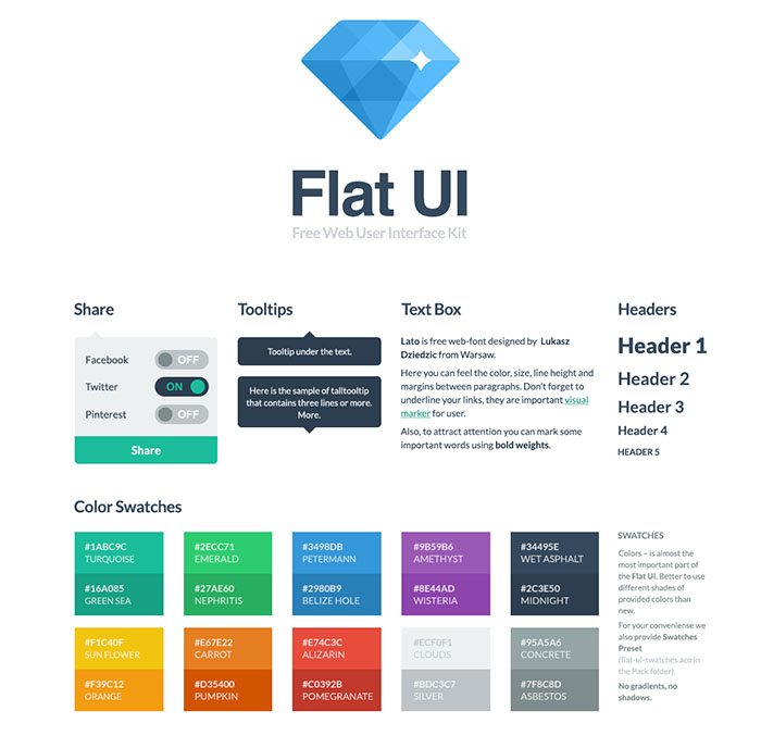 Flat UI: Top Free Flat UI Kits PSD For Mobile Apps