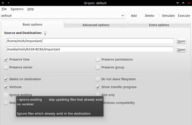 grsync ubuntu source mount