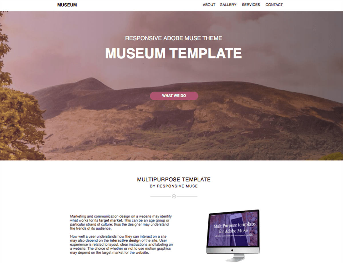 Museum One Page Template