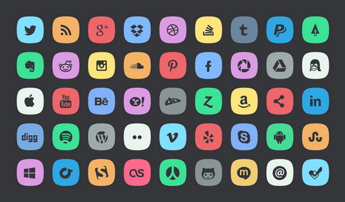 45 Subtle Social Media Icons: Free Vector PSD Social Media Icon Sets