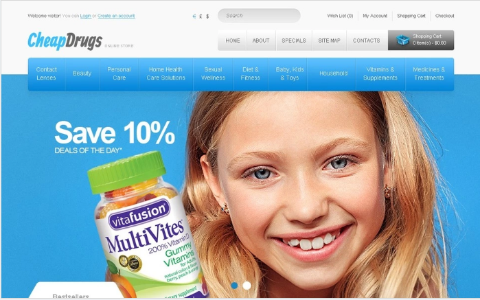 Affordable Drugs OpenCart Template