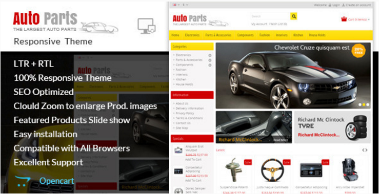 Auto Parts: Technology OpenCart Themes