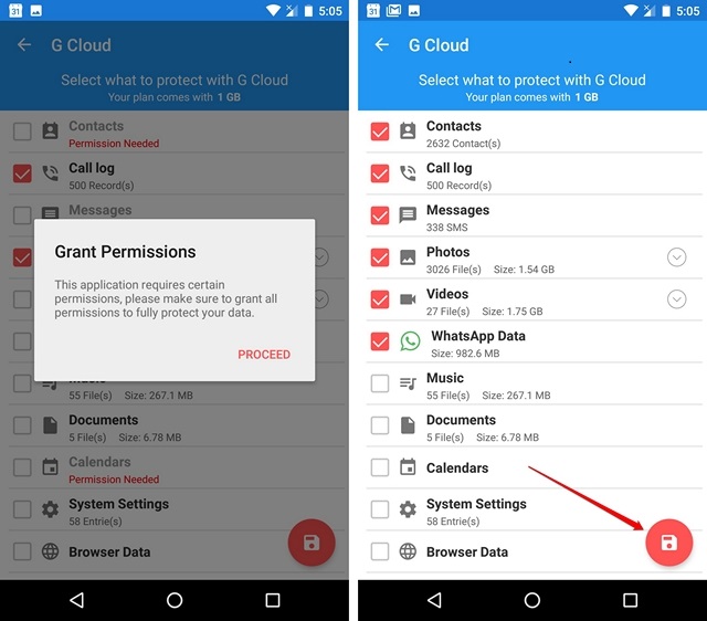 Backup-Android-G-Cloud-app-2