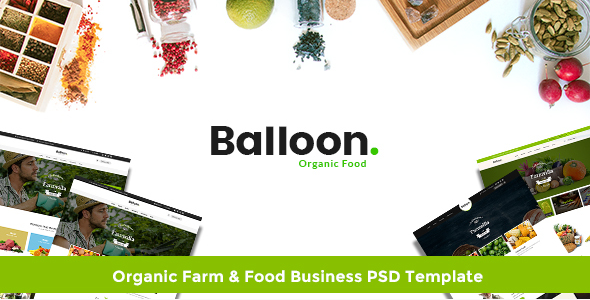 Balloon Organic Farm & Food Business PSD Template