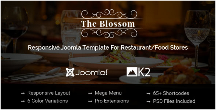 Blossom - Responsive Joomla Template For RestaurantFood stores