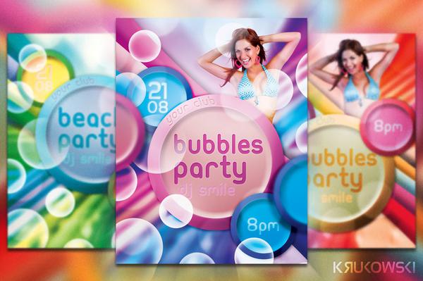 Bubbles Party Flyer PSD Free Download