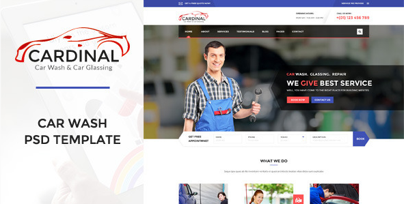 Cardinal - Car Wash & Workshop PSD Template