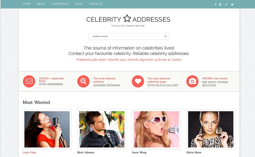 Celebrity Website Responsive Website Template