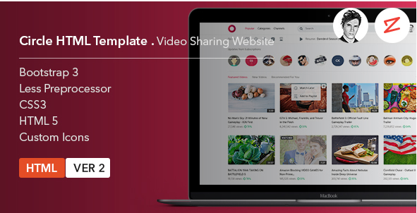 Circle Video Sharing Website HTML Template