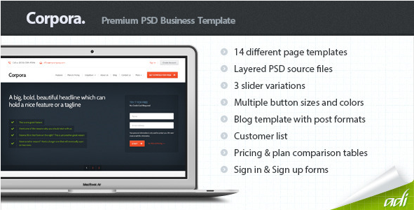 Corpora - Premium Business PSD Template