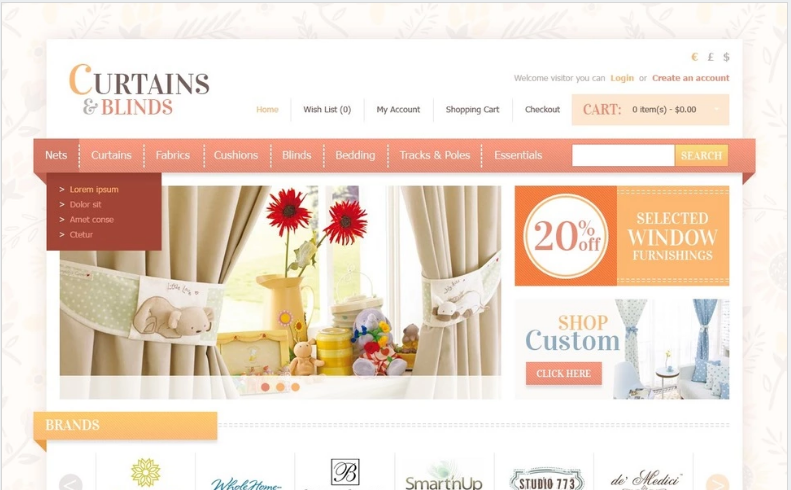 Curtains & Blinds OpenCart Template