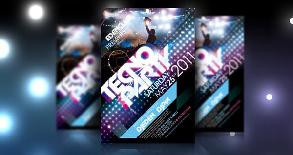 Download Techno Free Party Flyer PSD