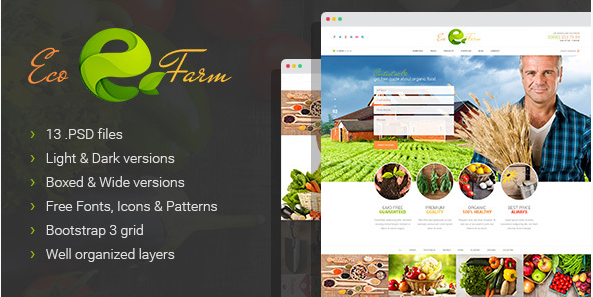 Eco Farm - Organic Food & Eco Farm PSD Template