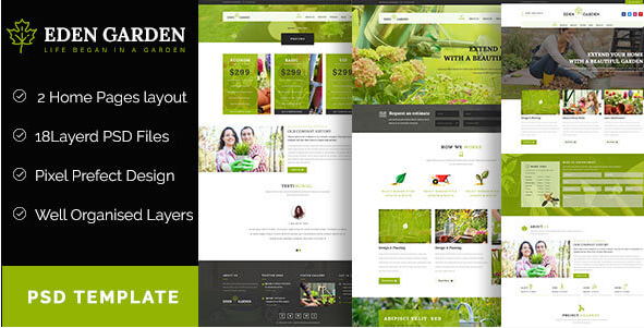 Eden Garden - Gardening and Landscaping PSD Template