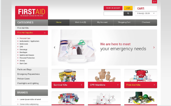 First Aid Store OpenCart Template