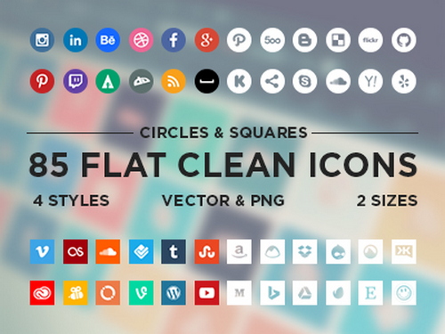 Flat Minimalistic: Free Vector PSD Social Media Icon Sets