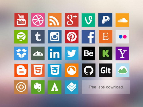 Flat Social Media Icon Vector Pack: Free Vector PSD Social Media Icon Sets