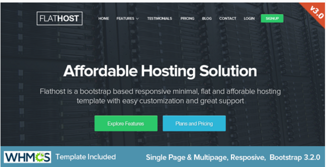 FlatHost Responsive Hosting Template with WHMCS