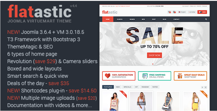 Flatastic Responsive Multipurpose VirtueMart Theme