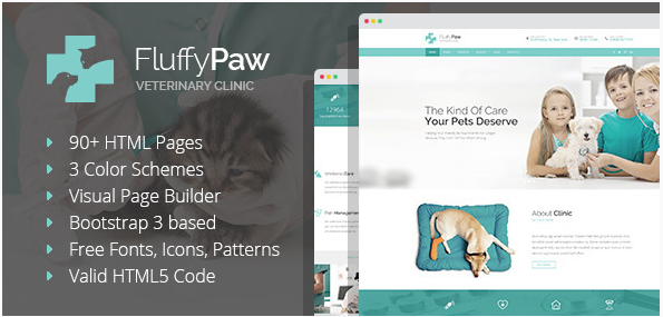 FluffyPaw - Pet Care and Veterinary HTML Template with Visual Page Builder