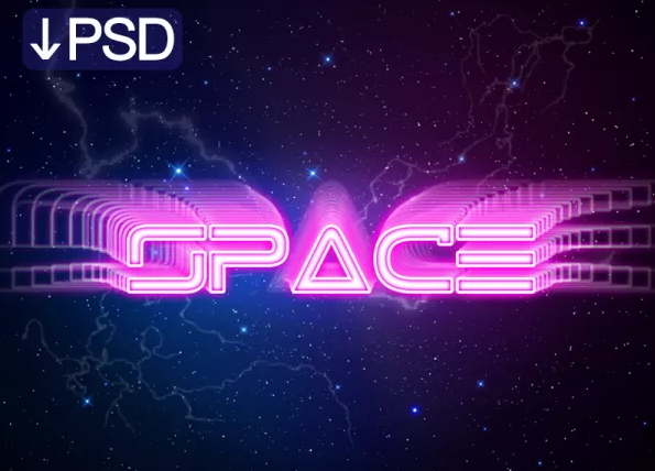 Free Dribbble Space Text Effect