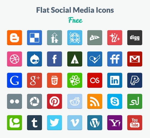 Free Flat Social Media Icons