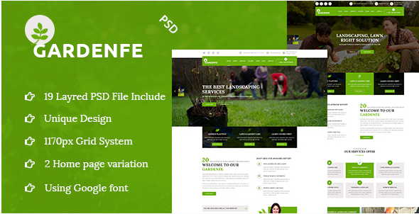 GARDENFE- Gardening and Landscaping PSD Template