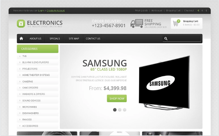 Great Choice of Electronics OpenCart Template