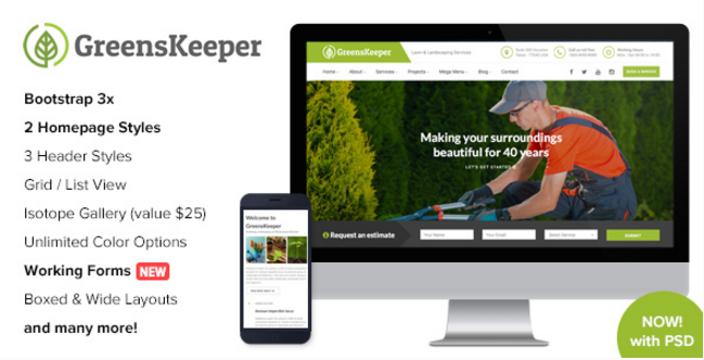 GreensKeeper - Gardening & Landscaping Responsive HTML5 Template