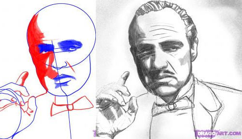 How to draw Marlon Brando step by step