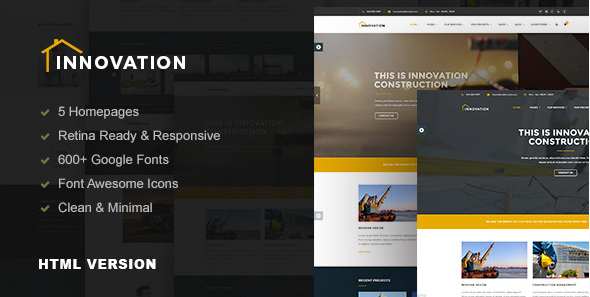 Innovation - Construction, Building HTML Template