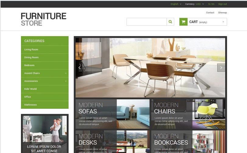 Interior Furniture Store: PrestaShop Design Themes