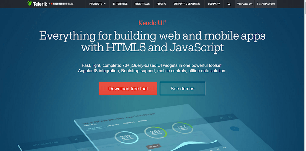 Kendo UI: Free HTML5 Frameworks