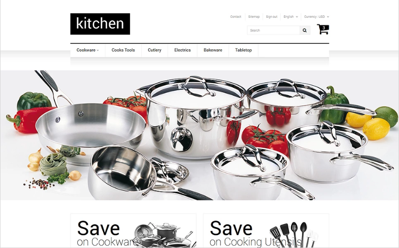 Kitchen Supplies Store: PrestaShop Design Themes