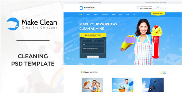 Make Clean - Cleaning Company PSD Template