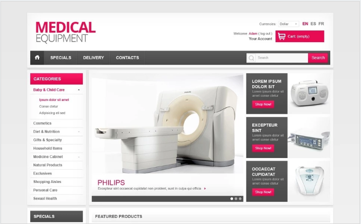 Medical Equipment: PrestaShop Healthcare Themes