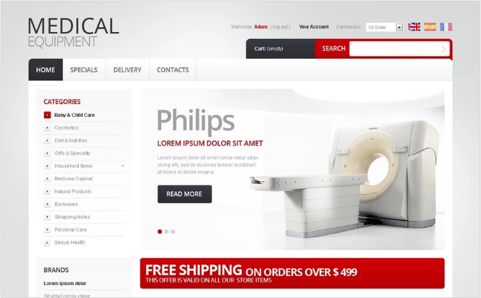 Medical Equipment: PrestaShop Healthcare Themes