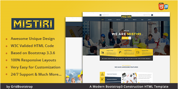 Mistiri Bootstrap3 Construction HTML Template