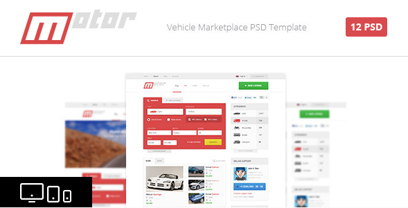 Motor - Vehicle Marketplace PSD Template