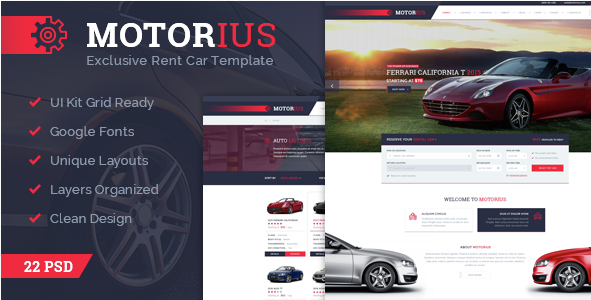 Motorius — Exclusive Sell Rent Cars PSD Template