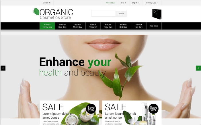 Natural Cosmetics PrestaShop Theme