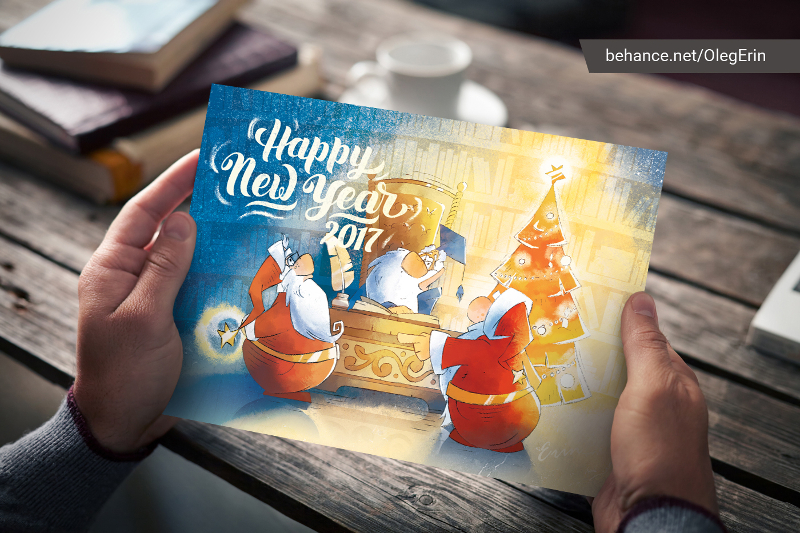 New-Year-Christmas-Postcard-Illustration