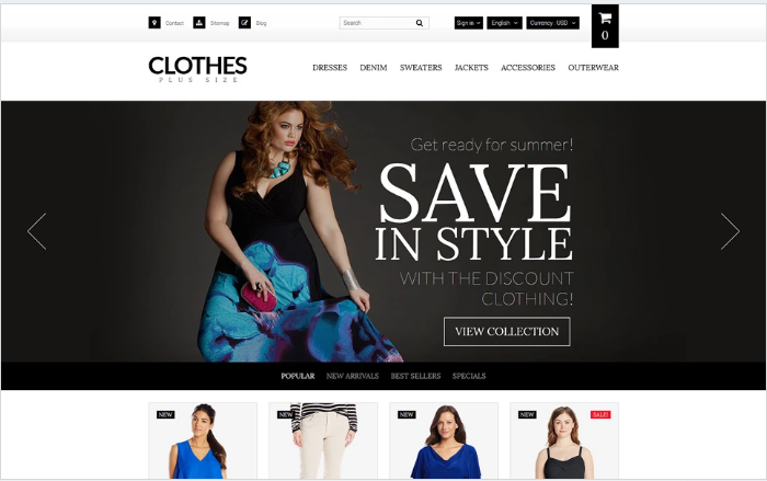 Plus Size Women's Clothing PrestaShop Theme