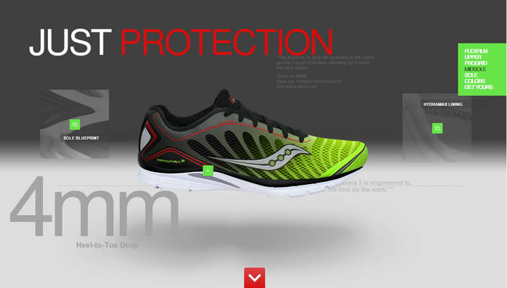 Saucony Kinvara: Great Parallax Scrolling Website Examples