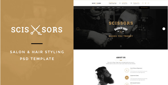 Scissors Salon & Hair Styling PSD Template