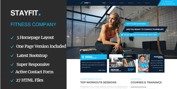 Stayfit | Sports, Health, Gym & Fitness HTML Template