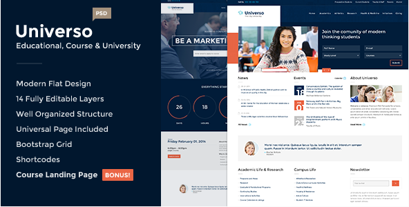 Universo - Educational, Course and University PSD