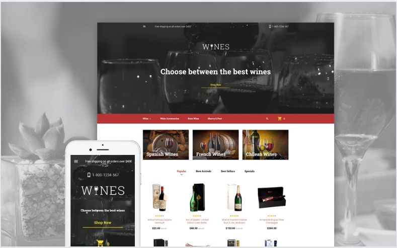 Wines PrestaShop Theme