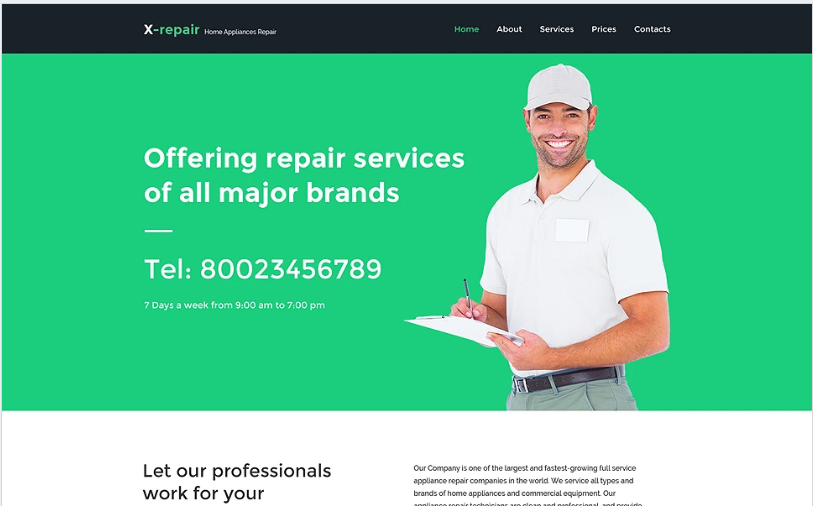 X repair Website Template